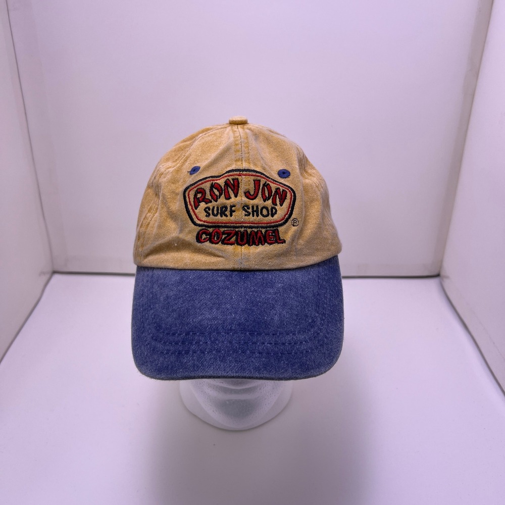 Ron Jon Surf Shop Cozumel Mens Hat Yellow Blue Two Tone Cotton Baseball Cap